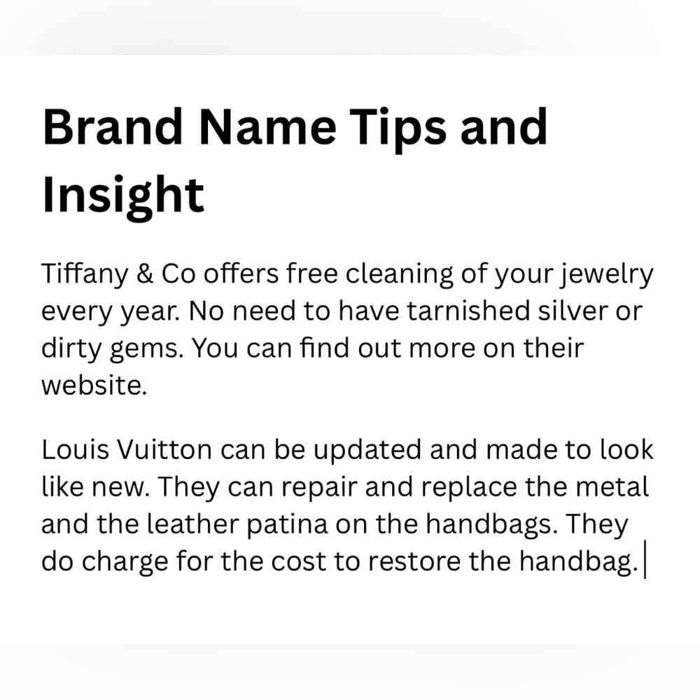 Designer tips and information